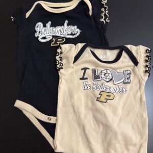 Purdue Boilermakers Baby Bodysuits 12 Months Black & Beige Set